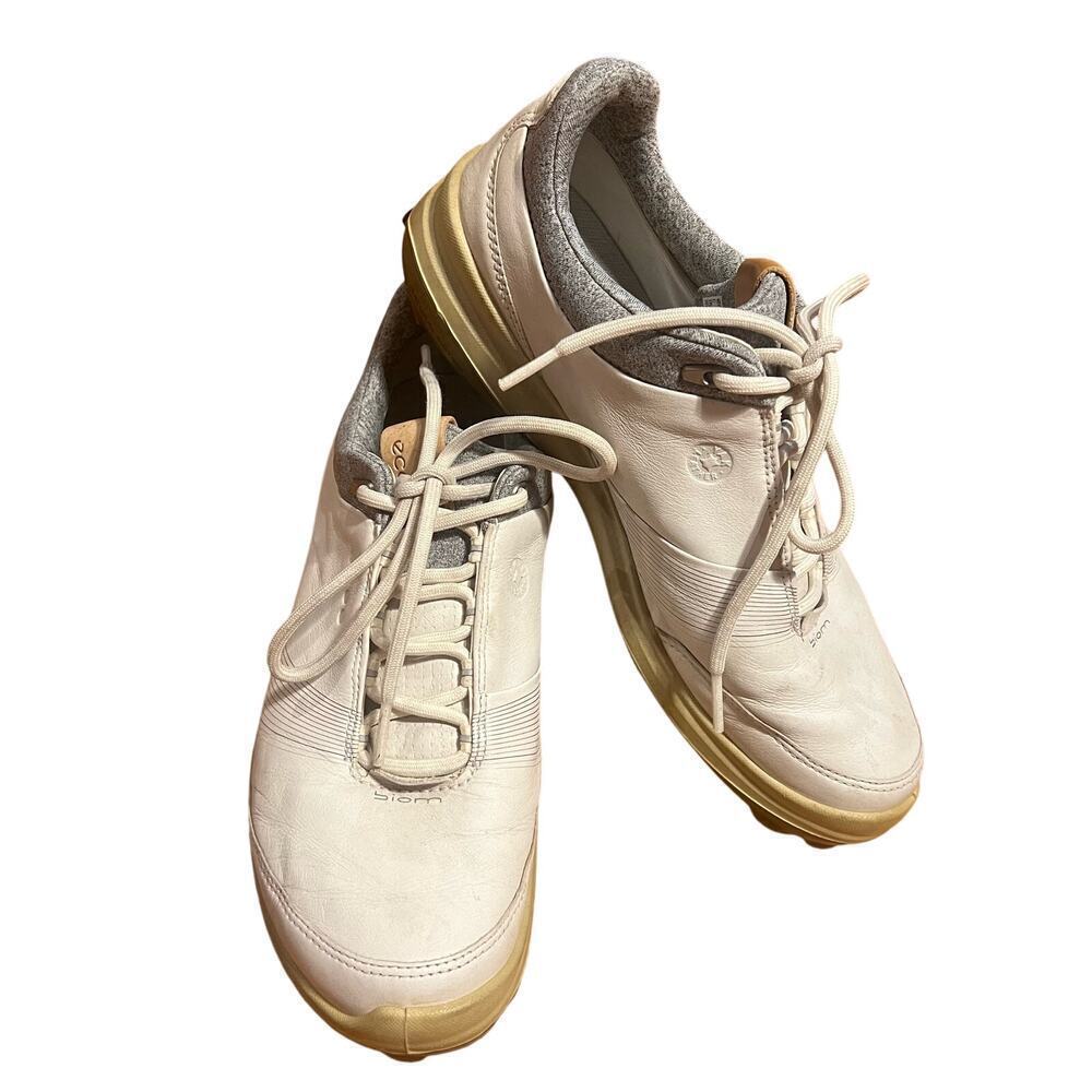 ECCO Biom Hybrid 3 GORE TEX Spikeless Golf Shoes Women's Sz 6 White Yak Leather